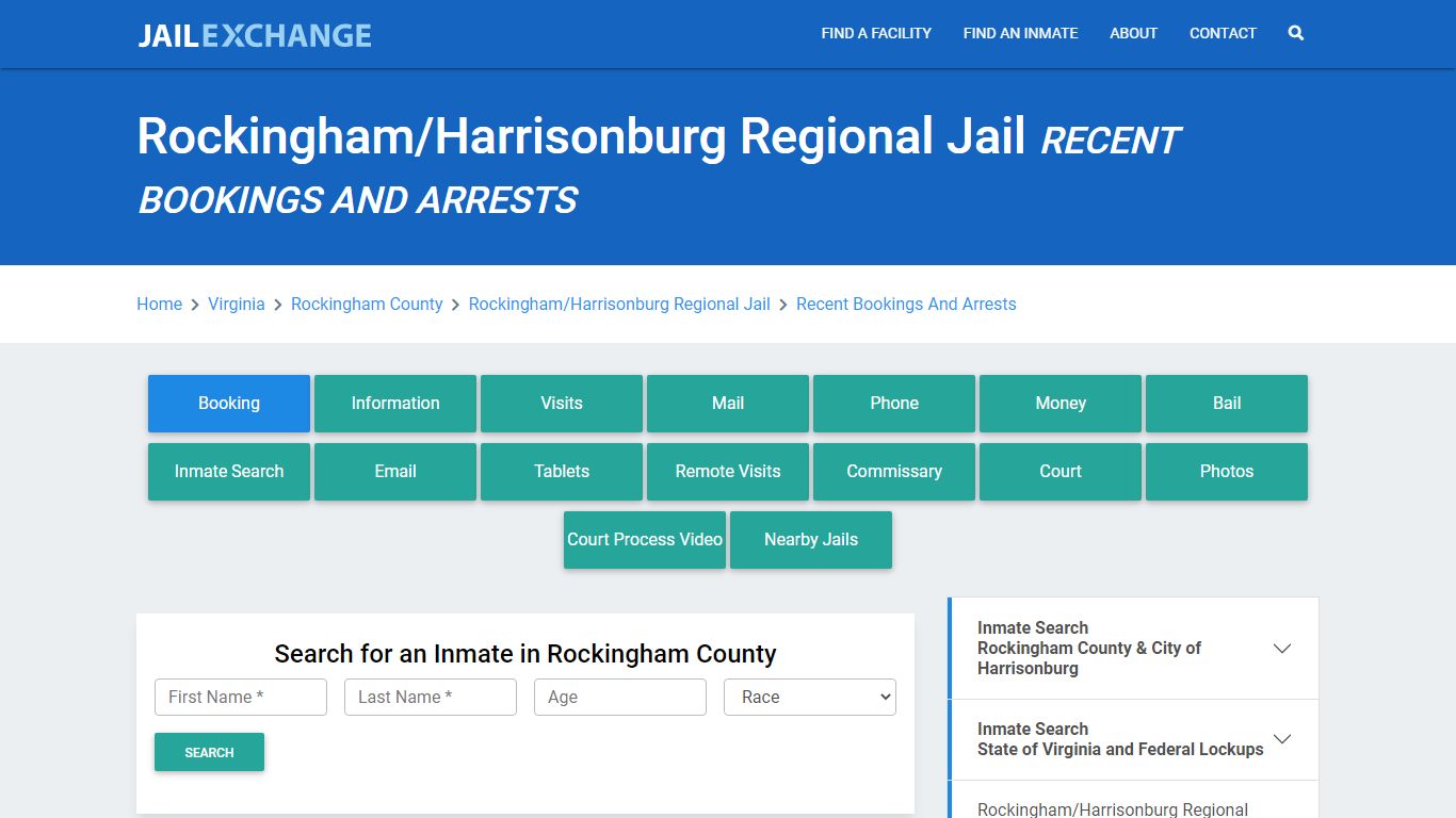 Rockingham/Harrisonburg Regional Jail Recent Bookings And Arrests