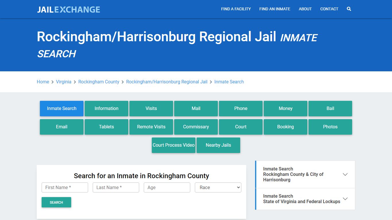 Rockingham/Harrisonburg Regional Jail Inmate Search