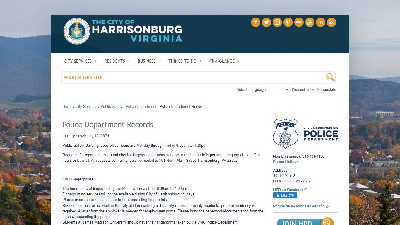 Police Department Records - City of Harrisonburg, VA